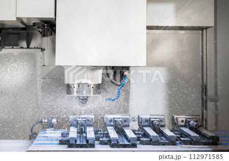 Process working of CNC turning, cutting, milling metal. Industrial machinery Process working of CNC turning, cutting, milling metal. Industrial machinery 112971585