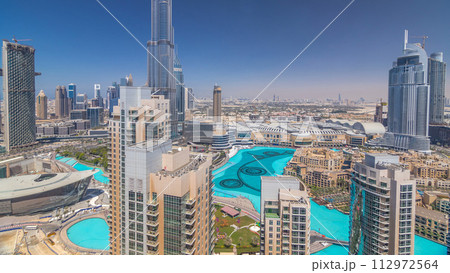 Dubai downtown at sunny day timelapse 112972564