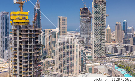 Dubai downtown at sunny day timelapse 112972566