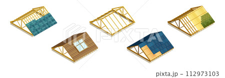 Isometric Roofing Construction Part of Building Vector Set Isometric Roofing Construction Part of Building Vector Set 112973103