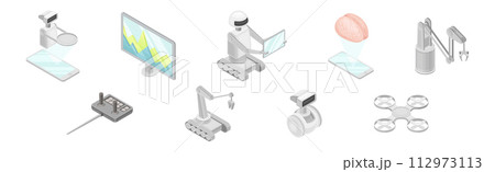 Isometric Artificial Intelligence and Robot Technology Vector Set 112973113