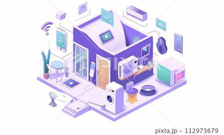 AI-generated content. Isometric Smart Home Concept with Modern Devices 112973679