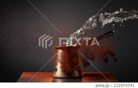 Black coffee making. Black coffee making. 112973741