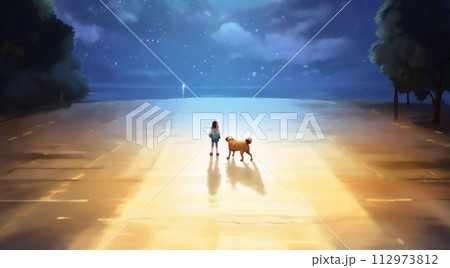 少女とワンちゃん　AI画像 112973812