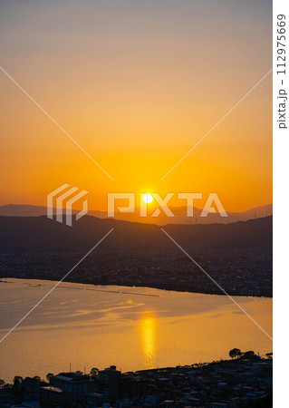 【サンセット素材】立石公園から見るサンセット【長野県】 112975669