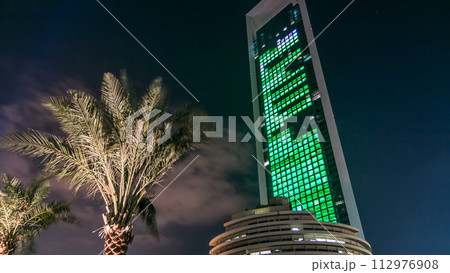Famous towers buildings in Abu Dhabi night timelapse hyperlapse. 112976908