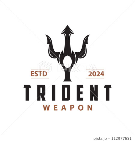 Neptune Poseidon Trident Logo, Spear Simple Vintage Template Design Neptune Poseidon Trident Logo, Spear Simple Vintage Template Design 112977651