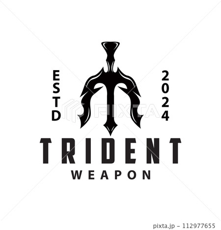 Neptune Poseidon Trident Logo, Spear Simple Vintage Template Design 112977655