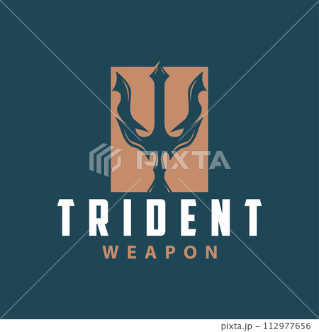 Neptune Poseidon Trident Logo, Spear Simple Vintage Template Design 112977656