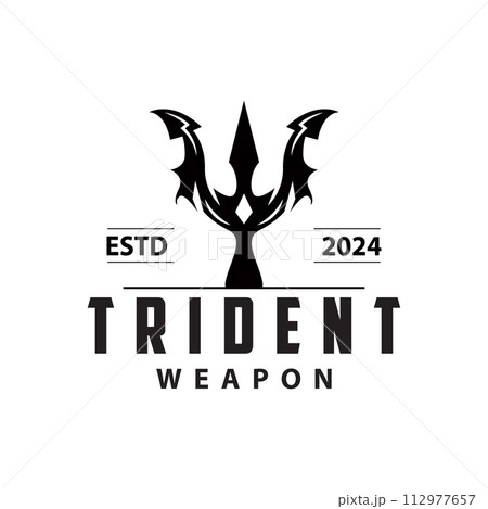 Neptune Poseidon Trident Logo, Spear Simple Vintage Template Design Neptune Poseidon Trident Logo, Spear Simple Vintage Template Design 112977657