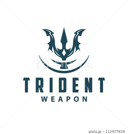 Neptune Poseidon Trident Logo, Spear Simple Vintage Template Design Neptune Poseidon Trident Logo, Spear Simple Vintage Template Design 112977659