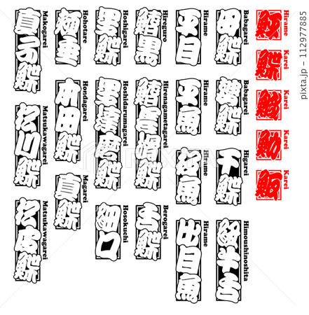 鮃 鰈 ヒラメ カレイ ひらめ かれい Flatfish Flounder ローマ字 5 112977885