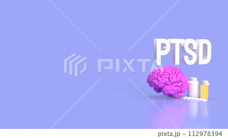 The Brain and ptsd text for health or sci concept 3d rendering. The Brain and ptsd text for health or sci concept 3d rendering. 112978394