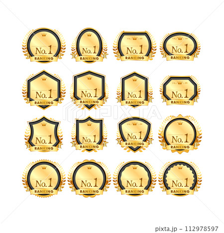 黒と金の受賞権威ランキングバッジアイコン 112978597