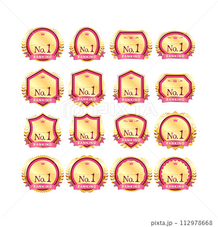 ピンクと金の受賞権威ランキングバッジアイコン 112978668