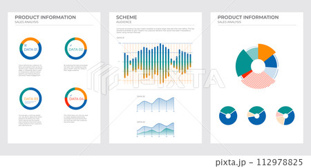 Coverage audience data charts in color. Vector elements charts. Coverage audience data charts in color. Vector elements charts. 112978825