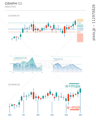 Candle diagrams business in color. Vector illustration. 112978826