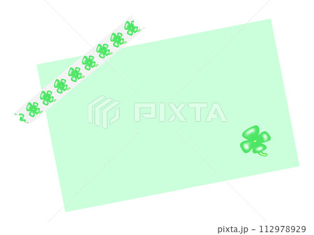 四つ葉のクローバーのマスキングテープでとめたメッセージカード 112978929