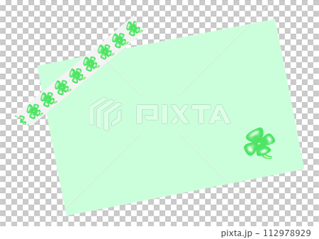 四つ葉のクローバーのマスキングテープでとめたメッセージカード 112978929