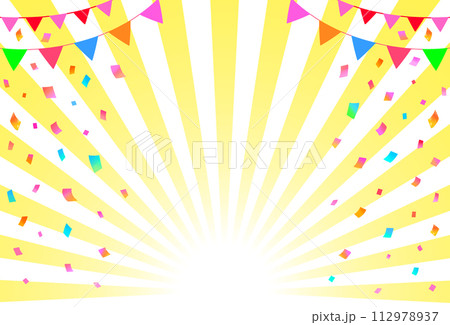 イベントフレーム背景　紙吹雪とガーランドと放射線 112978937
