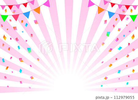 イベントフレーム背景　紙吹雪とガーランドと放射線 112979055
