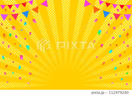 イベントフレーム背景　紙吹雪とガーランドと放射線 112979280