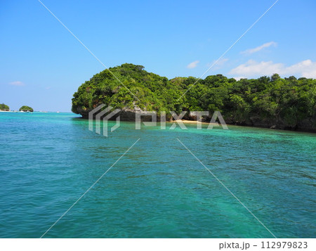 美しいエメラルドグリーンの海が広がる川平湾の風景 112979823