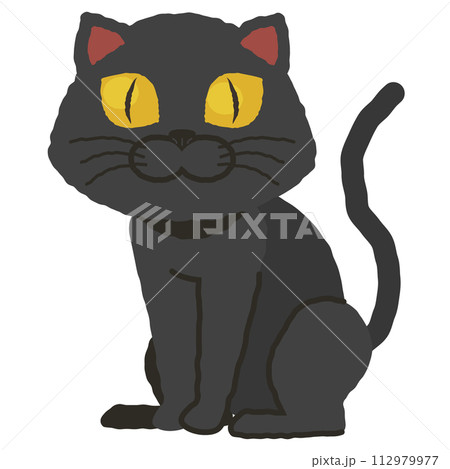 おとなしく座る黒猫 112979977