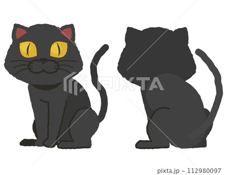 前と後ろ姿の黒猫 前と後ろ姿の黒猫 112980097