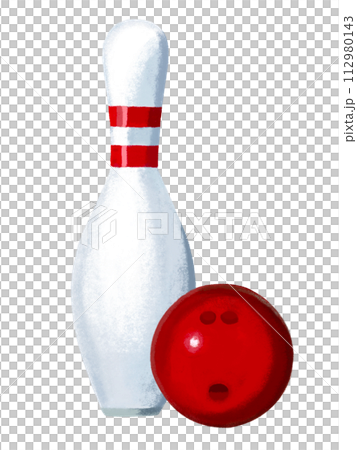 保齡球瓶（1 件）和球（紅色） 112980143