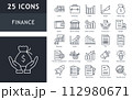 set of line icons related to finance, business, bank, money, economic, currency, exchange, investment.  112980671