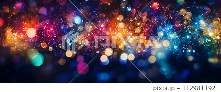 AI-generated content. abstract background with bokeh defocused lights and stars. 112981192