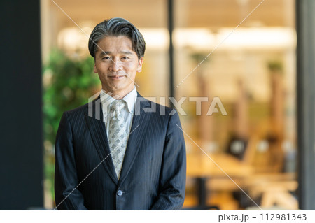 スーツのミドル男性　スーツ姿の会社員 112981343