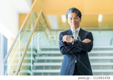 スーツのミドル男性　スーツ姿の会社員 112981438