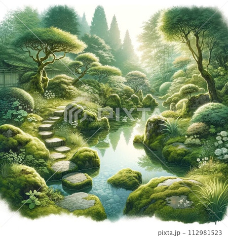 苔むした庭園の魅力 112981523