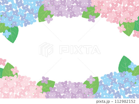 あじさいのフレーム03_横 112982152