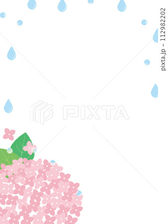 あじさいと雨のフレーム_ピンク_縦 あじさいと雨のフレーム_ピンク_縦 112982202