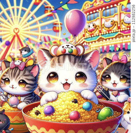 楽しみにしていた猫の遊園地 112982256