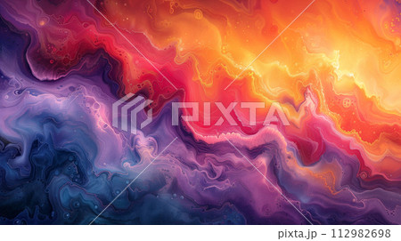 重なり合う絵の具が生み出す美しい色と質　AI生成画像 112982698