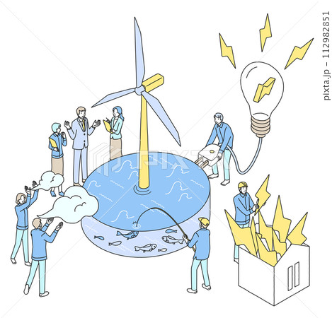 洋上風力発電イメージ 洋上風力発電イメージ 112982851