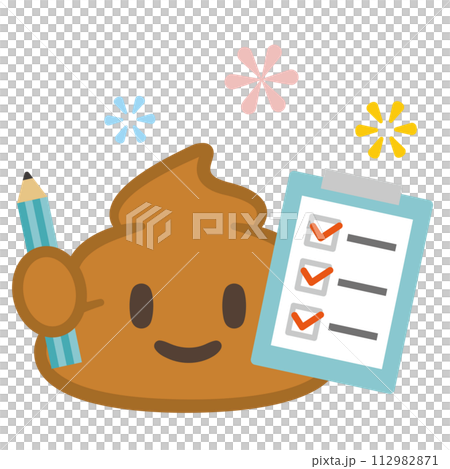 帶有檢查表的便便插圖 帶有檢查表的便便插圖 112982871