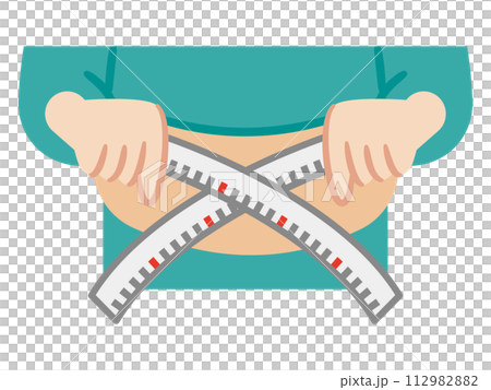 Illustration of measuring the waist with a tape measure Illustration of measuring the waist with a tape measure 112982882