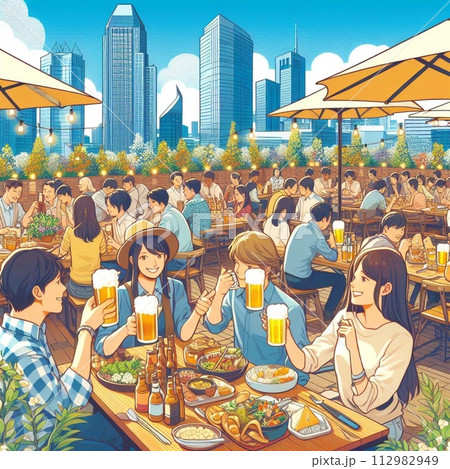 午後のビアガーデン 112982949