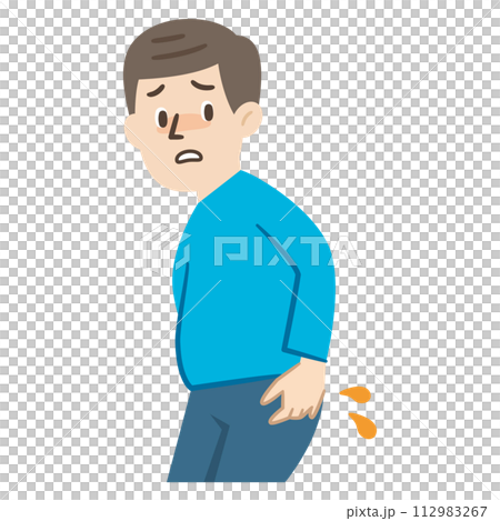 お尻から油が漏れた男性のイラスト 112983267