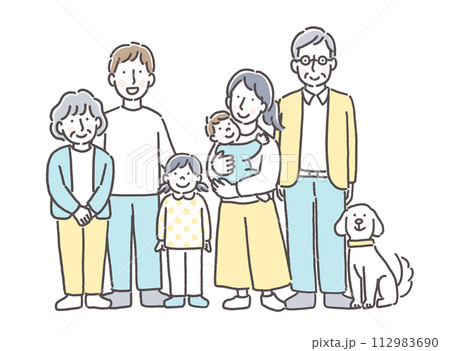 幸せな三世代家族のイラスト 112983690