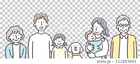 Illustration of a happy three generation family 112983691