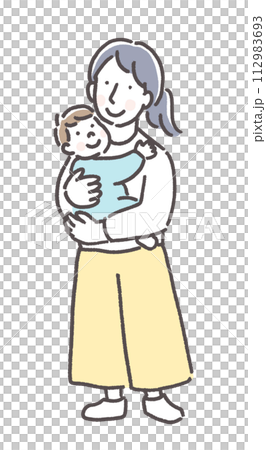 赤ちゃんを抱っこするお母さん 赤ちゃんを抱っこするお母さん 112983693