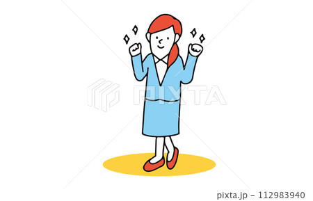 やる気に満ち溢れた女性のイメージイラスト やる気に満ち溢れた女性のイメージイラスト 112983940