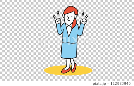 やる気に満ち溢れた女性のイメージイラスト やる気に満ち溢れた女性のイメージイラスト 112983940