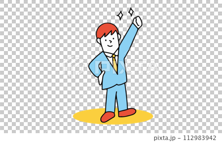 やる気に満ち溢れた学生・ビジネスマンのイメージイラスト 112983942